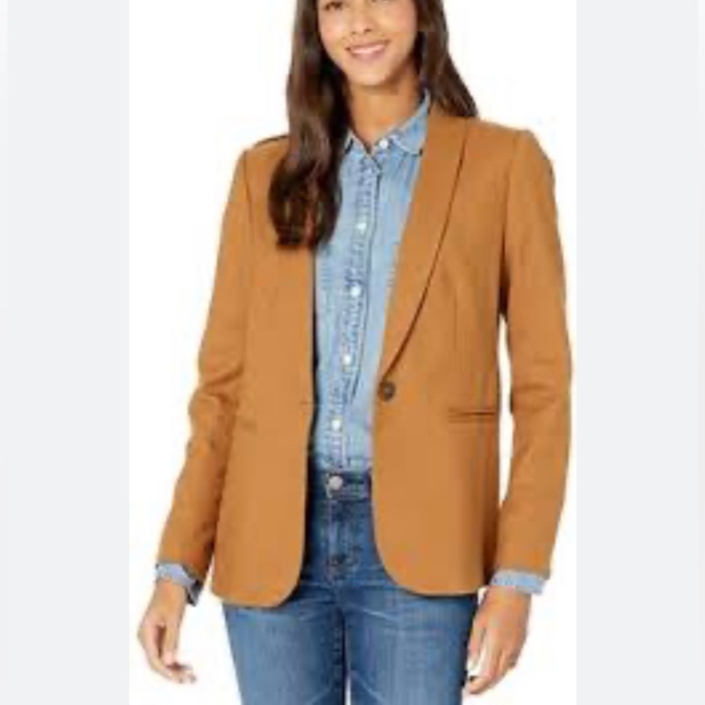 J.CREW BrownTan Wool Lining Elastane Blazer Size 10